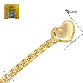 10K Gold Chino Link Tribal Heart Lock Chain