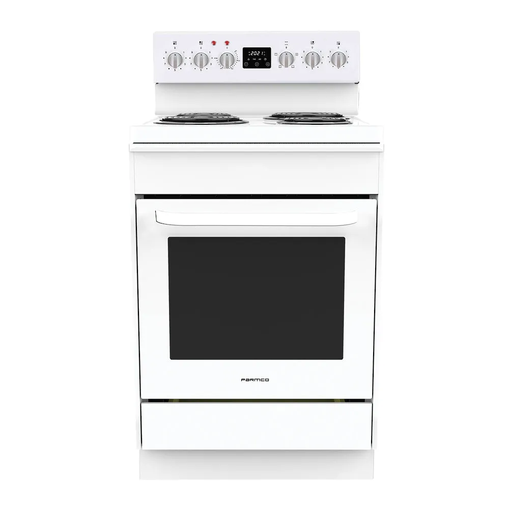 600mm Freestanding Stove, Radiant Coil Cooktop, 4 Function Electric Oven, White FS60WR4