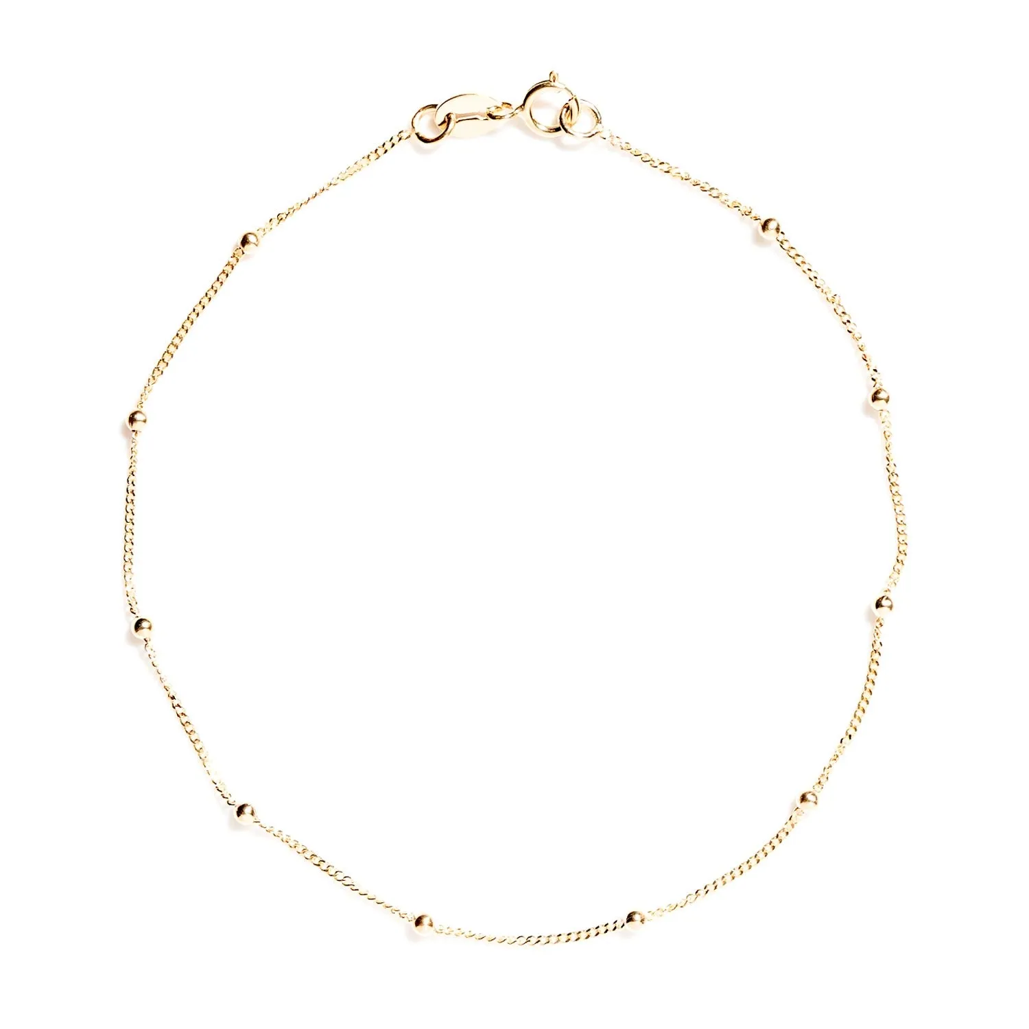 9 Carat Gold Ball & Curb Chain Bracelet, Gold