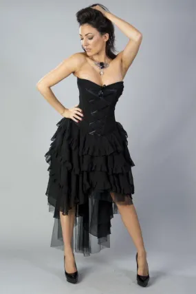 Beverly Prom Corset Dress In Black Chiffon