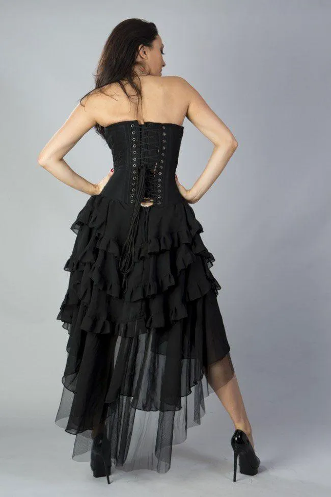 Beverly Prom Corset Dress In Black Chiffon