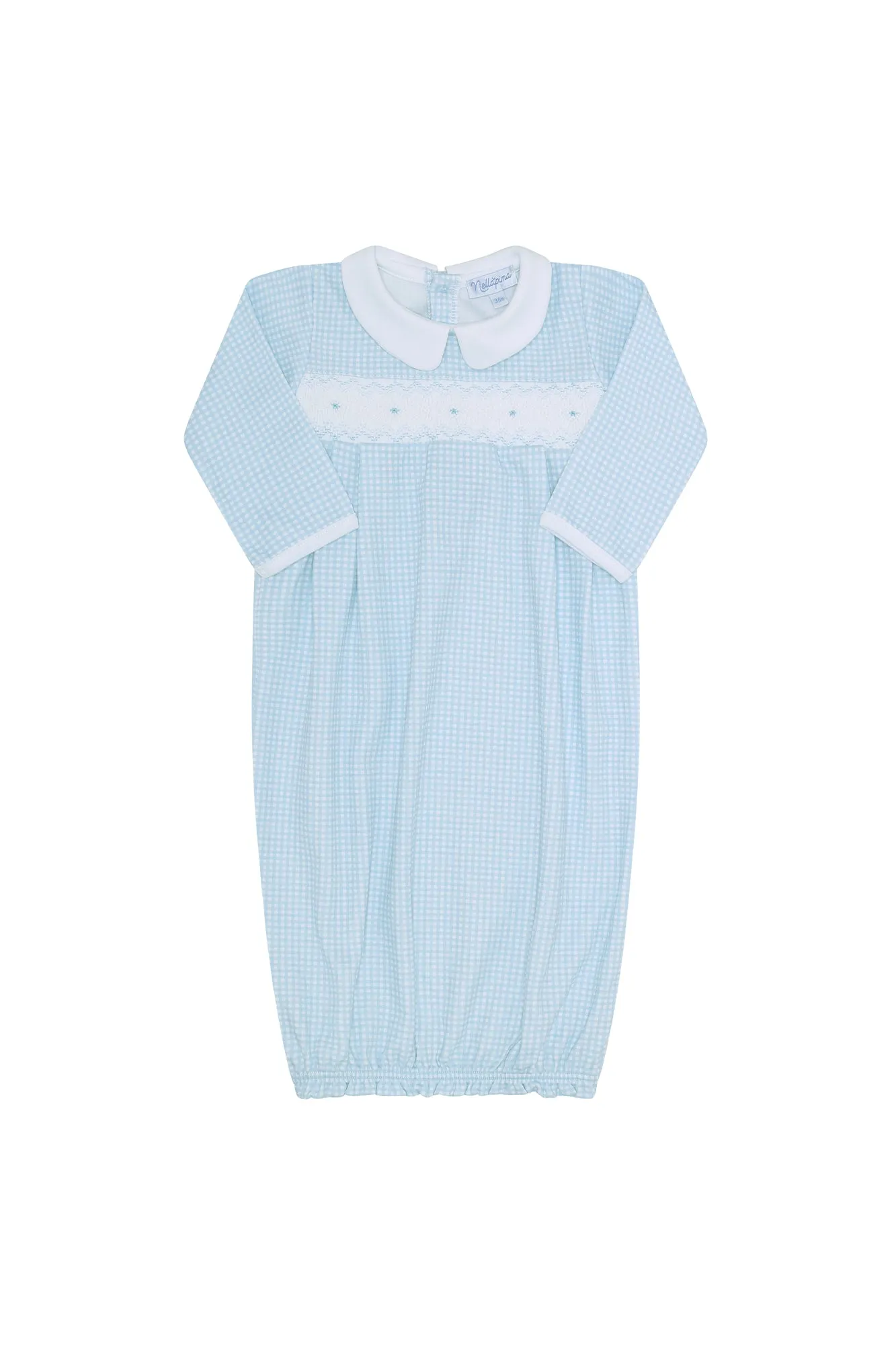 Blue Gingham Smocked Gown