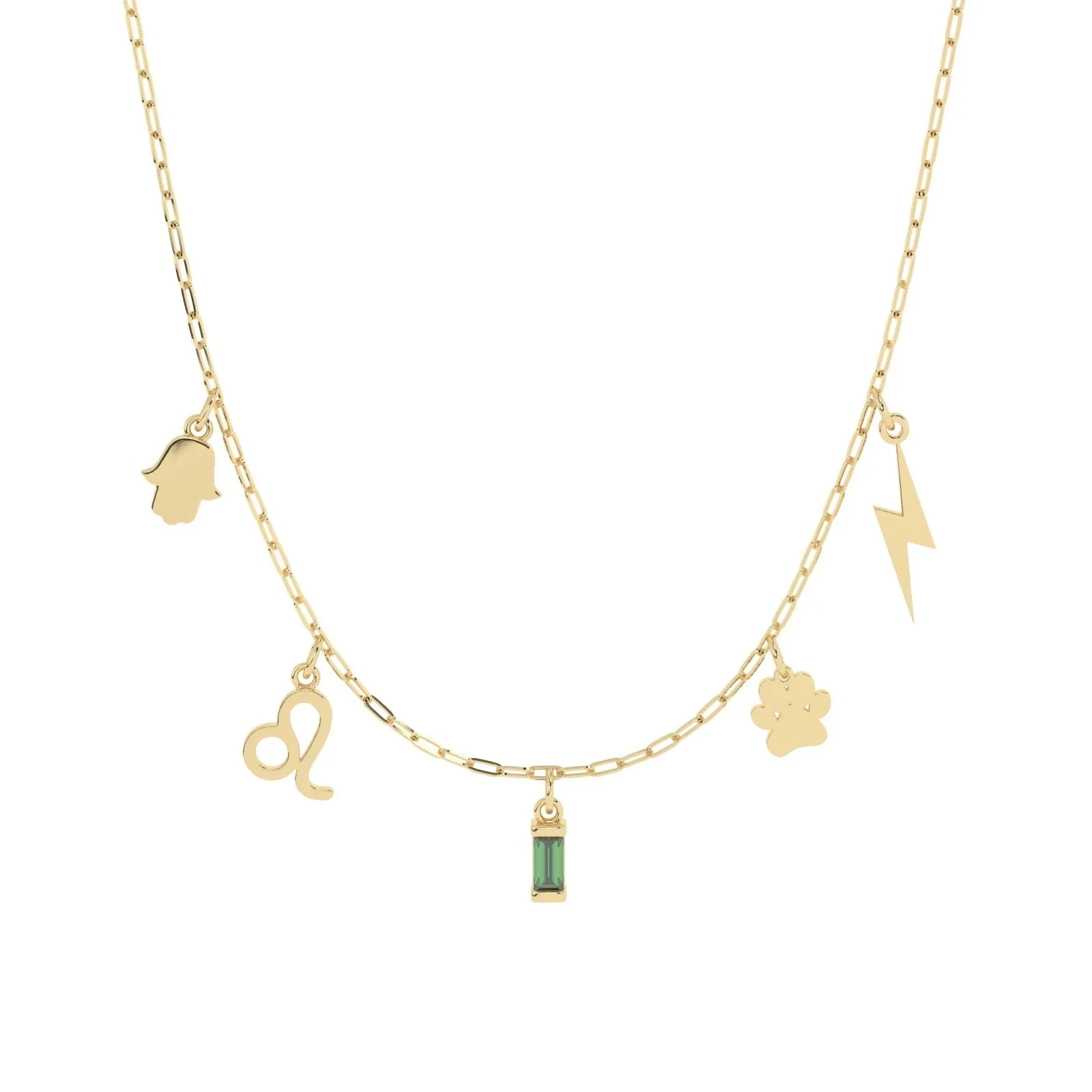 Build Your Own Six Charm Necklace | 10k Yellow Gold