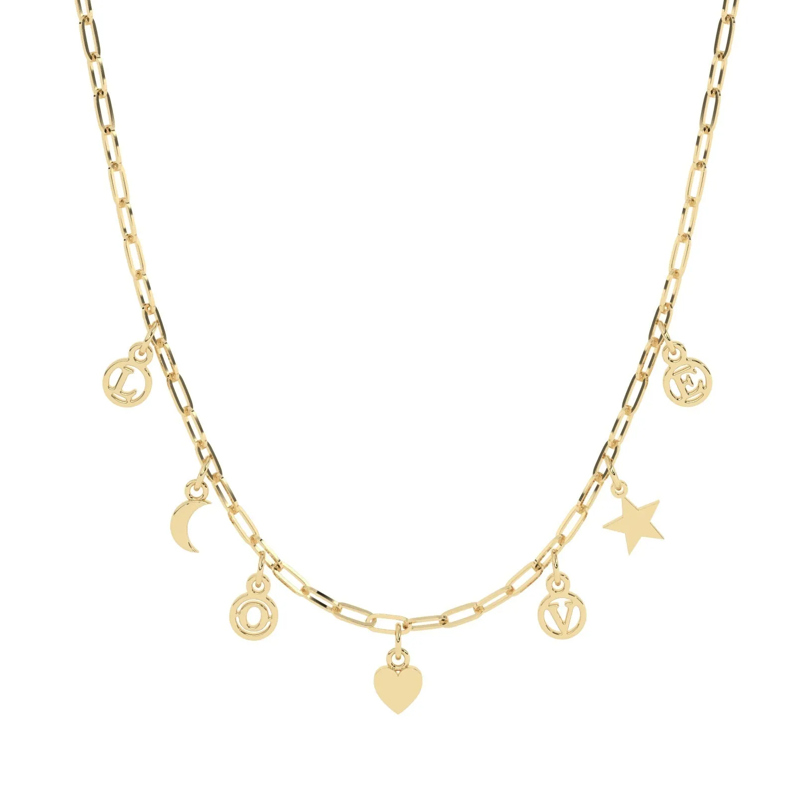 Build Your Own Six Charm Necklace | 10k Yellow Gold