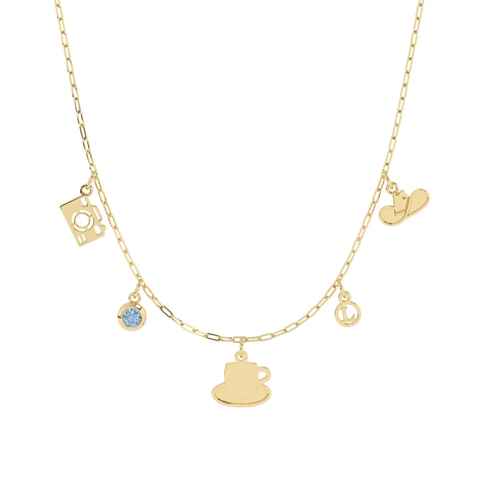 Build Your Own Six Charm Necklace | 10k Yellow Gold