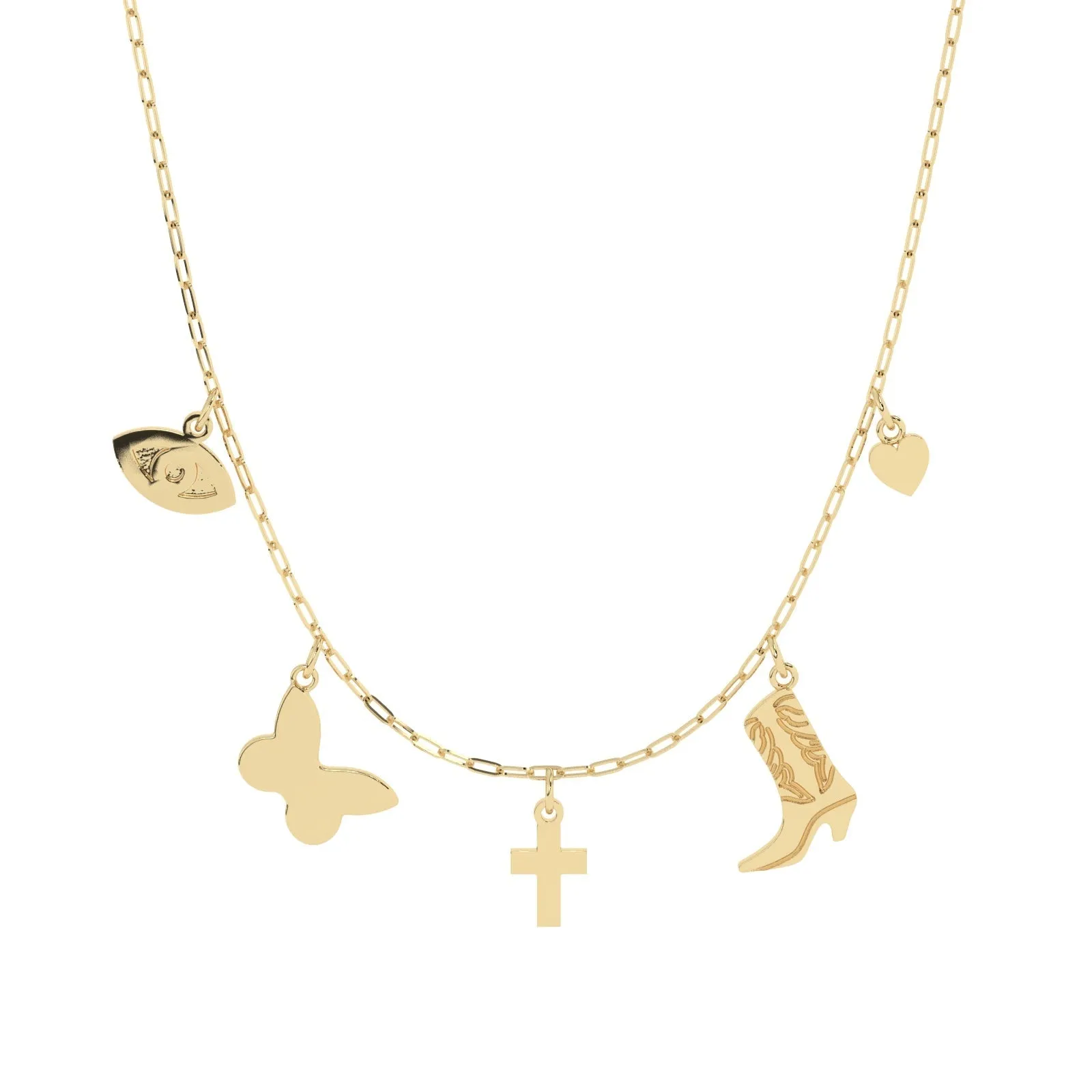 Build Your Own Six Charm Necklace | 10k Yellow Gold