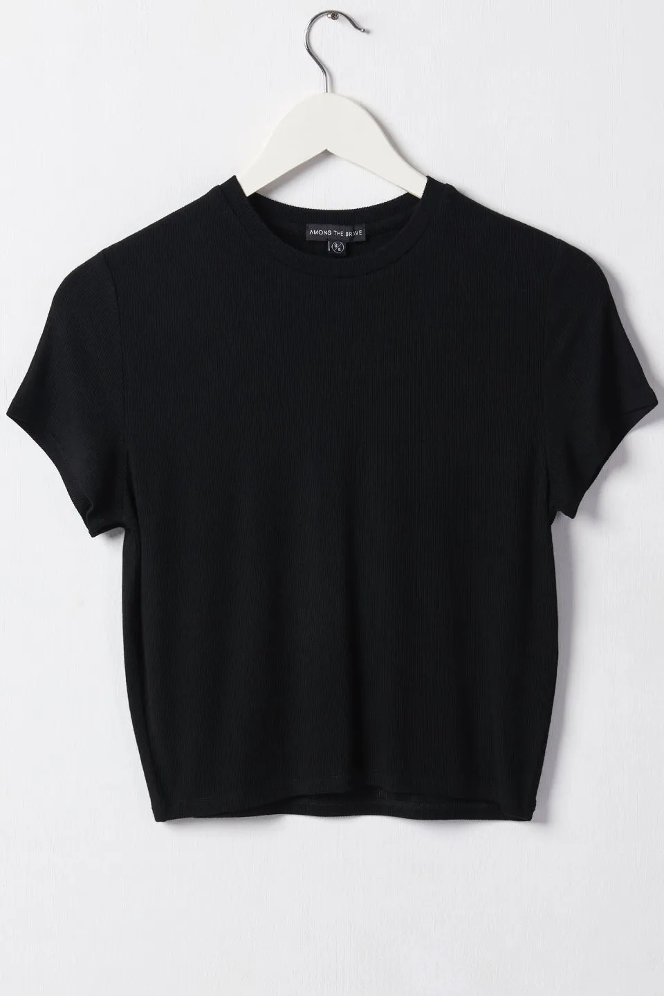 Cheerful SS Cropped Black Rib Tee