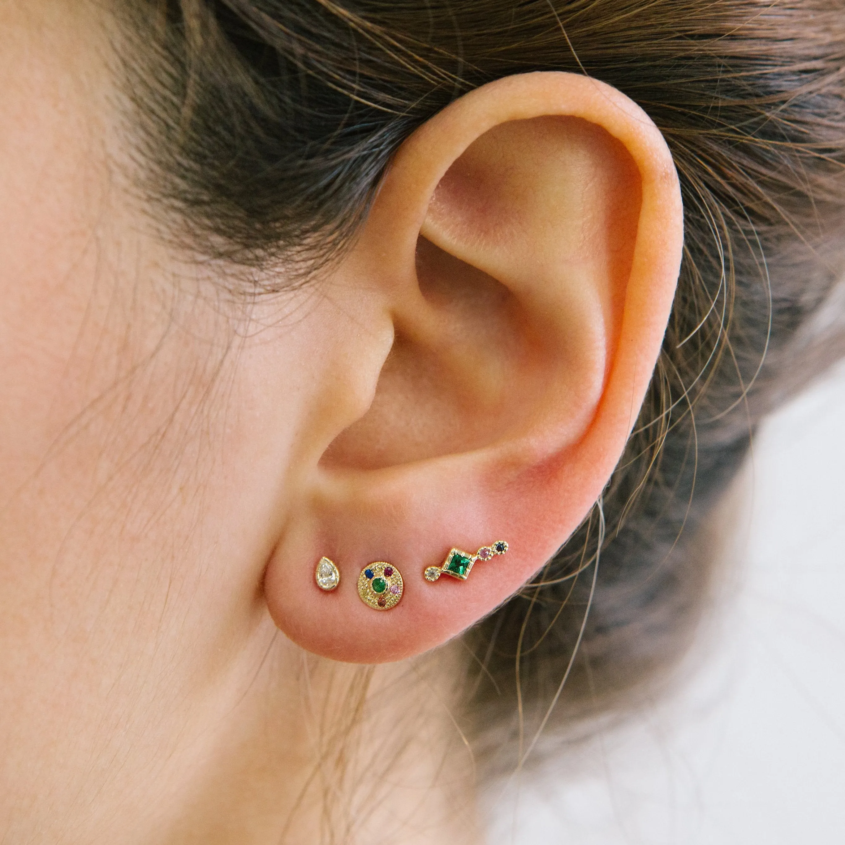 Emerald Halo Earring (Single)