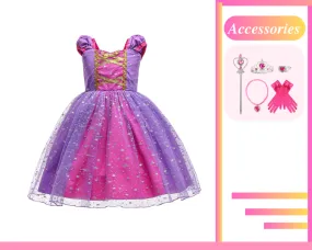 Girls Rapunzel Inspired Dress Princess Kids Costume