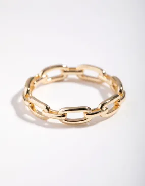 Gold Plated Skinny Rectangle Link Ring