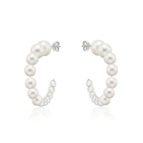 Graduated Pearl Hoops