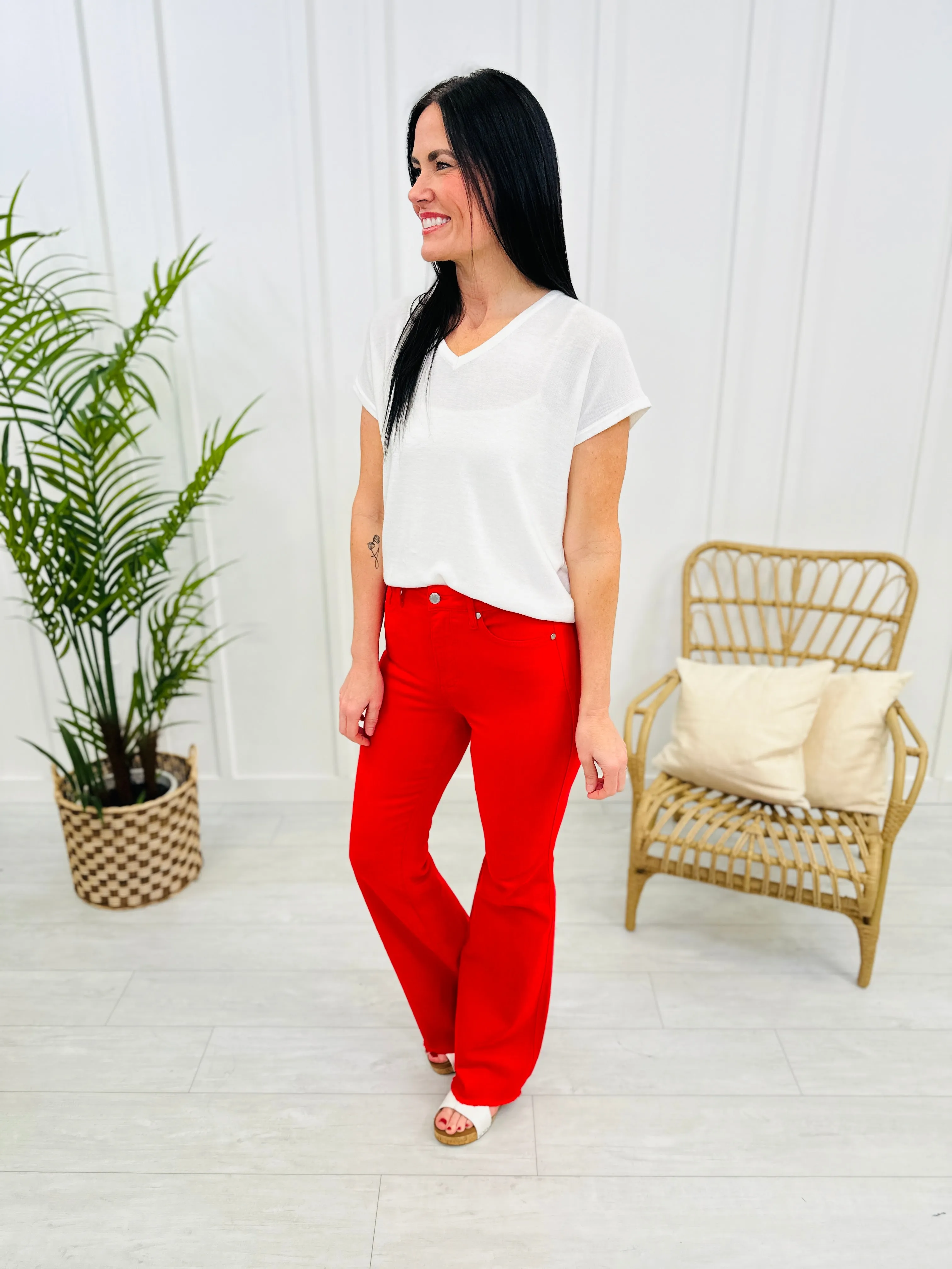 Judy Blue Loving You Was Red Tummy Control Flare Jeans in Reg/Curvy