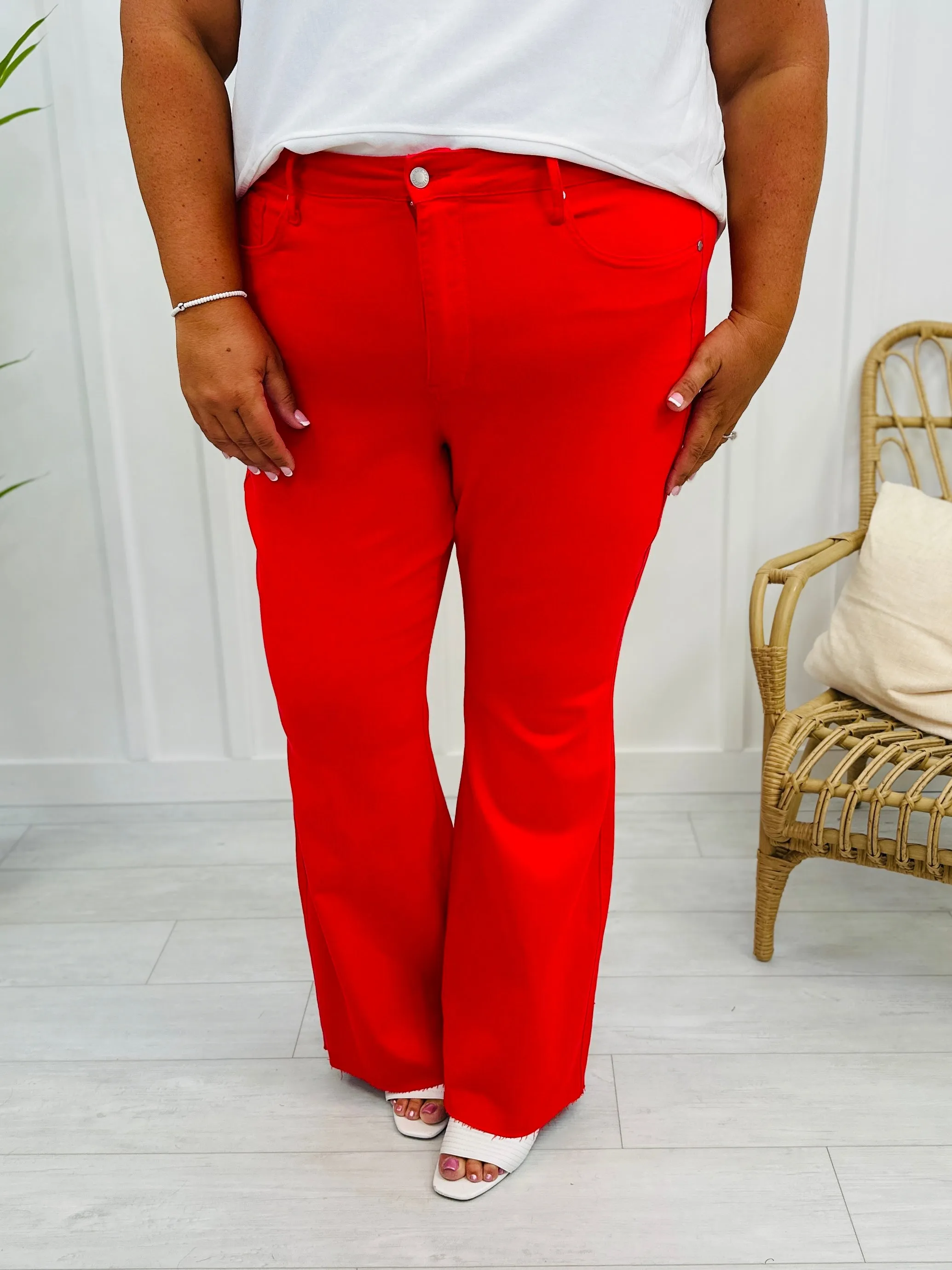 Judy Blue Loving You Was Red Tummy Control Flare Jeans in Reg/Curvy