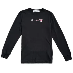 Men's Logo Print Long Sleeve T-Shirt Black Size S