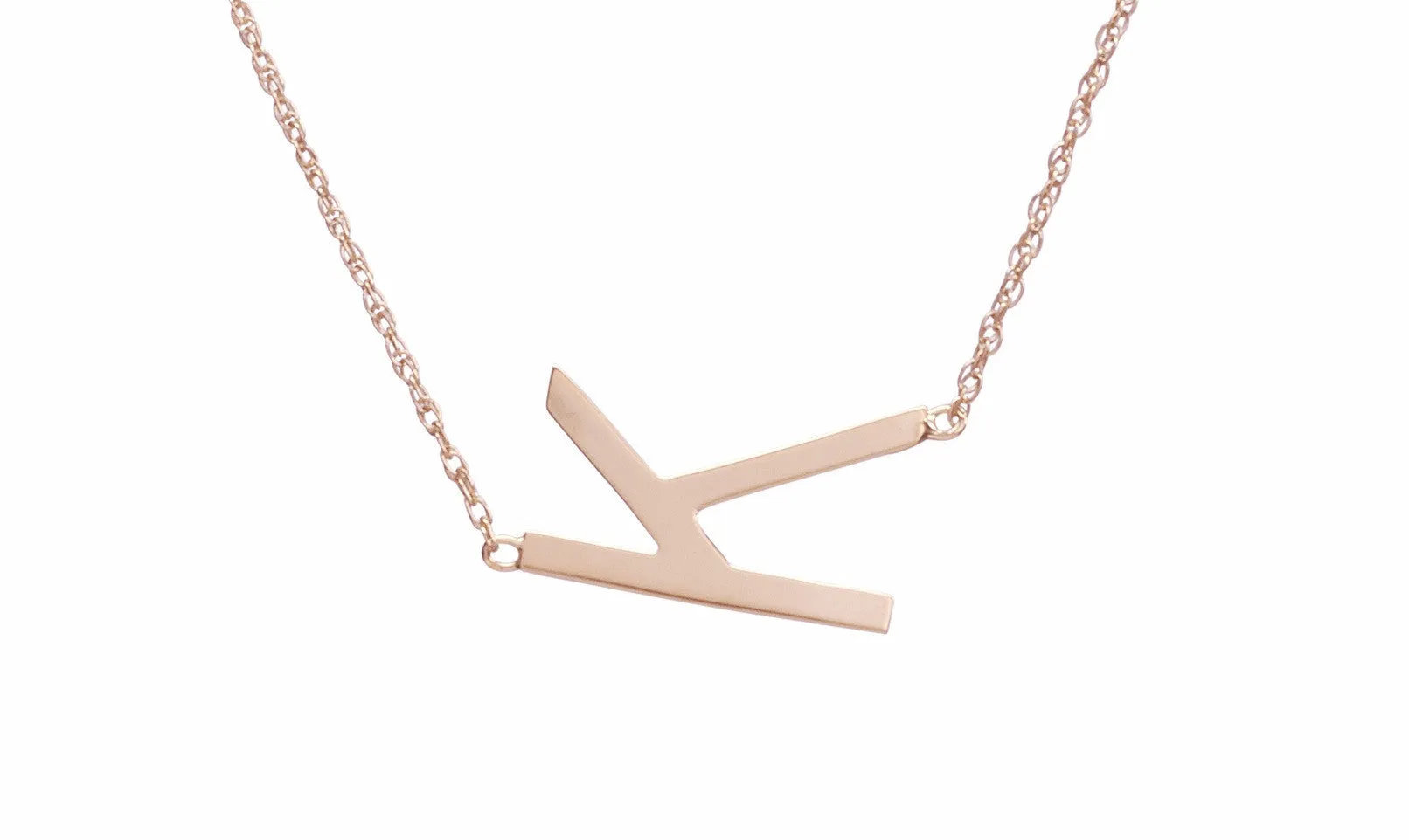 Metal Sideways Letter Necklace (WS)