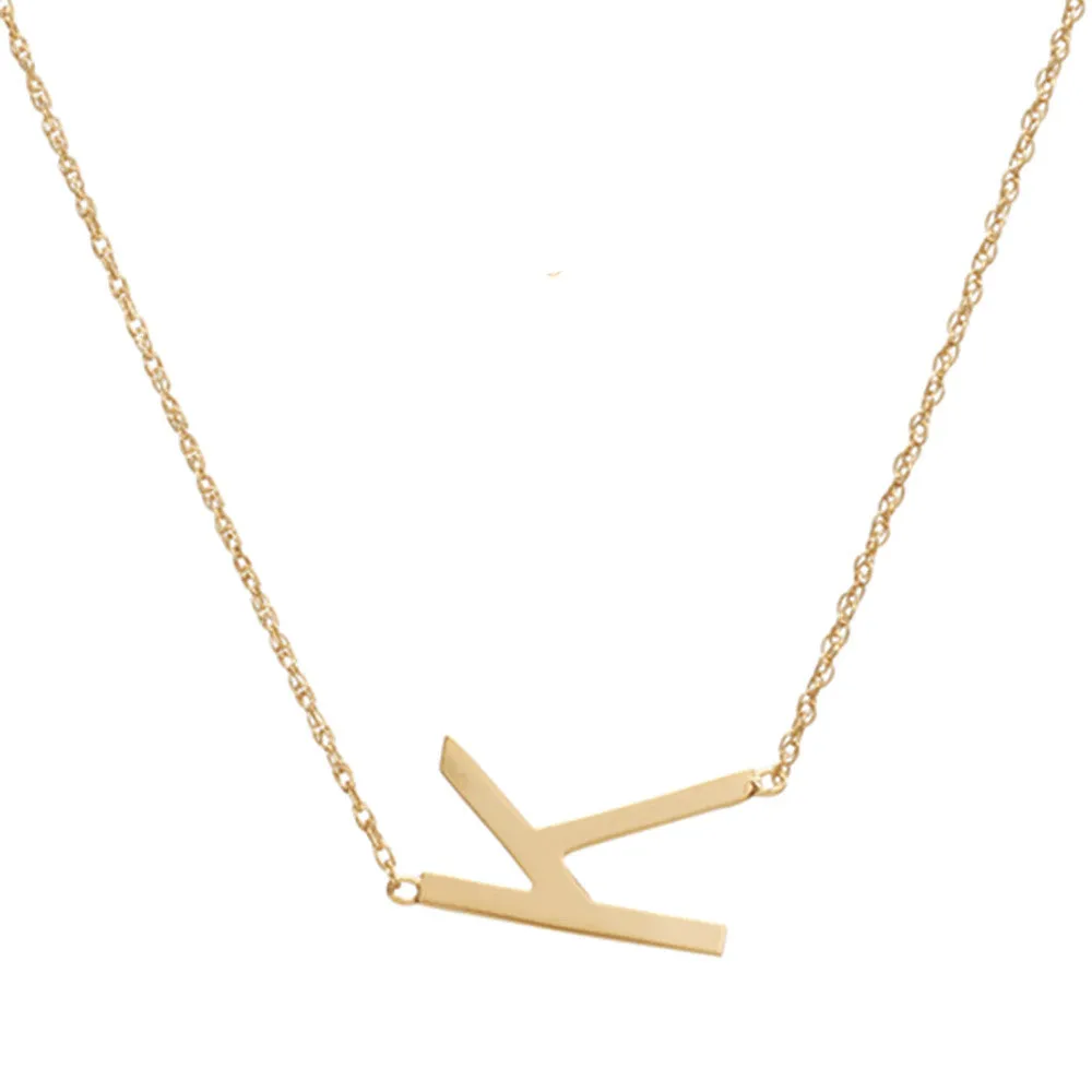 Metal Sideways Letter Necklace (WS)