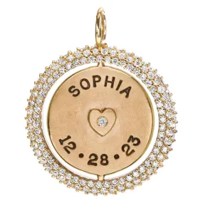 Names & Dates Pavé Spinner Round Charm