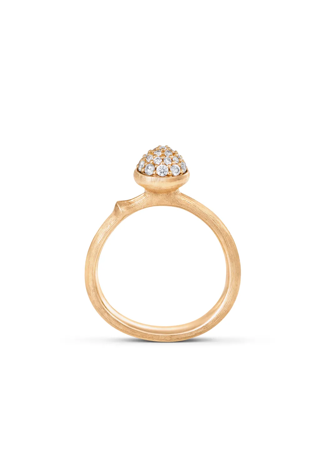 Ole Lynggaard Lotus 18KYG Small Pavé Diamond Ring