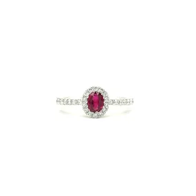 Oval Ruby Ring with 0.37ctw of Diamonds in 18K White Gold