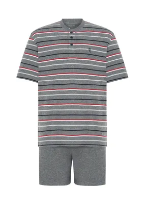 Pijama Hombre Corto Tapeta Punto Rayas - Gris 3563_20