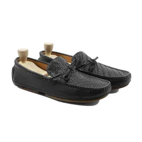 Pyrite - Men's Black Calf And Hnad Woven Driver Shoe