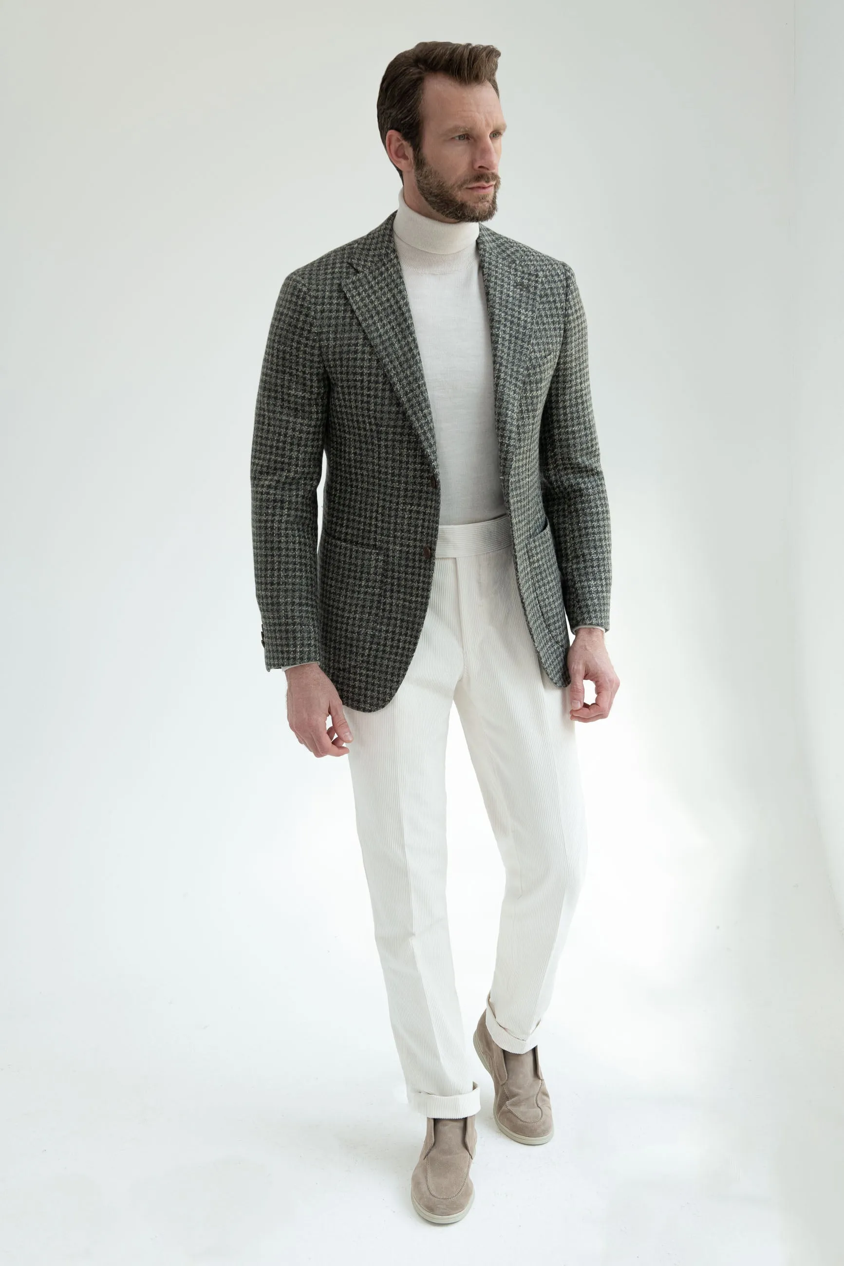 Sage houndstooth jacket - Made in Italy