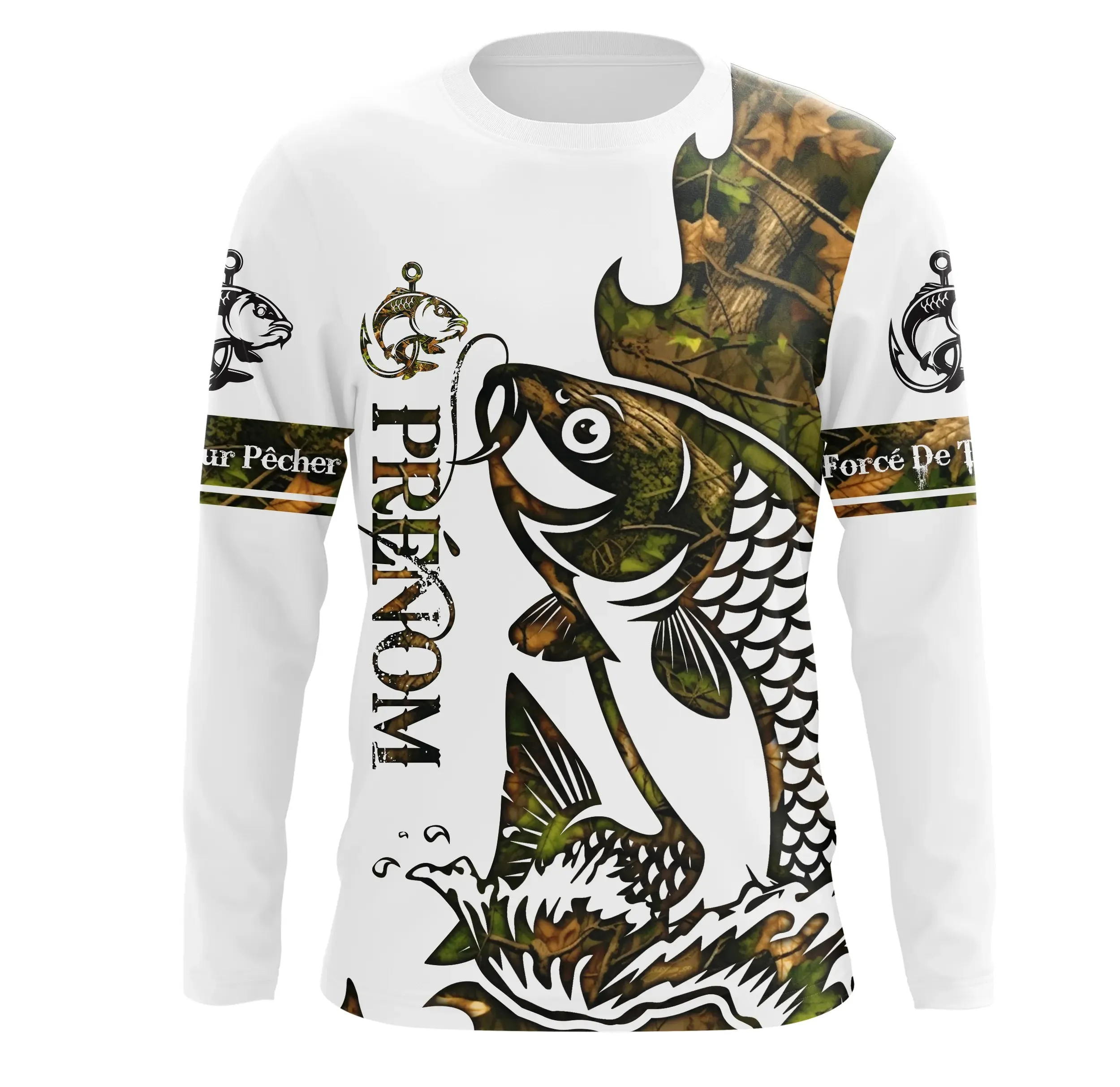 T-shirt Sweater Tatouage Camouflage Pêche De La Carpe, Cadeau Personnalisé Pêcheur - CT09012224