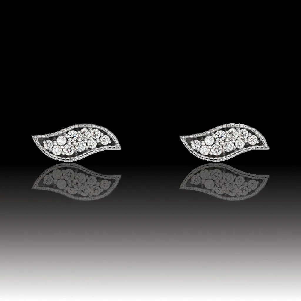 Tiny Leaf Diamond Stud Earrings