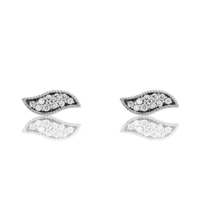 Tiny Leaf Diamond Stud Earrings