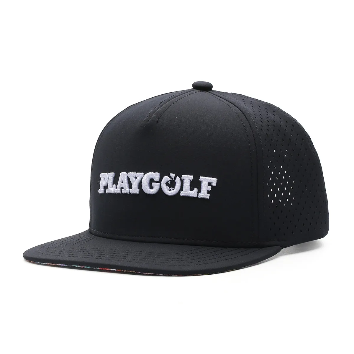 TOUR PRO PlayGolf Golf Hat in Black with Flat Brim