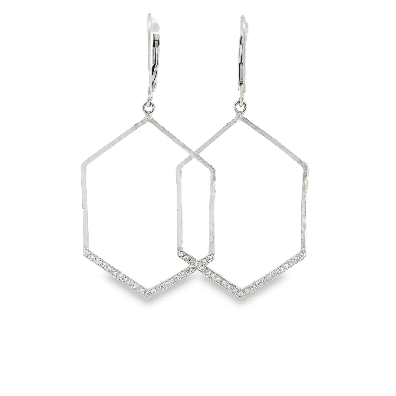 WD878 14kt Hammered Hex pave detail earring